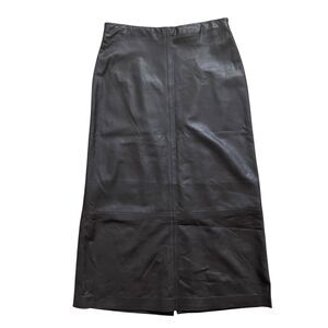 Vince Lamb Leather Midi Pencil Skirt